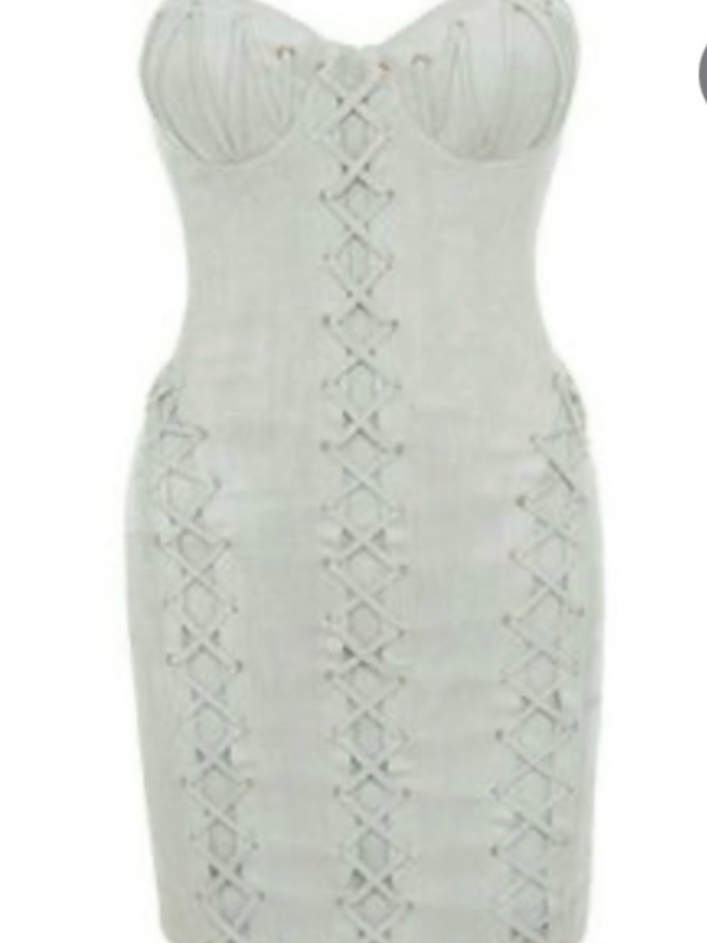 House of CB Irvina Suedette
Dove Grey Strapless Dress XS